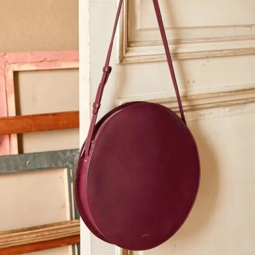 Sezane Nicole Large Bag in Burgundy Smooth Heritage